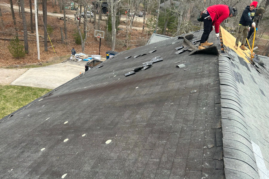 roofing reinstallation in progress